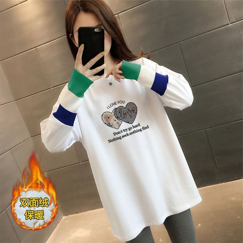 纯棉小众上衣春秋2025新款正肩大码宽松长袖t恤休闲中长款打底衫
