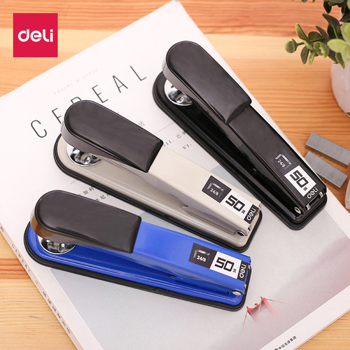 Deli stapler 50-page thickened stapler heavy-duty thick-layer stapler stationery 50-page student office stapler