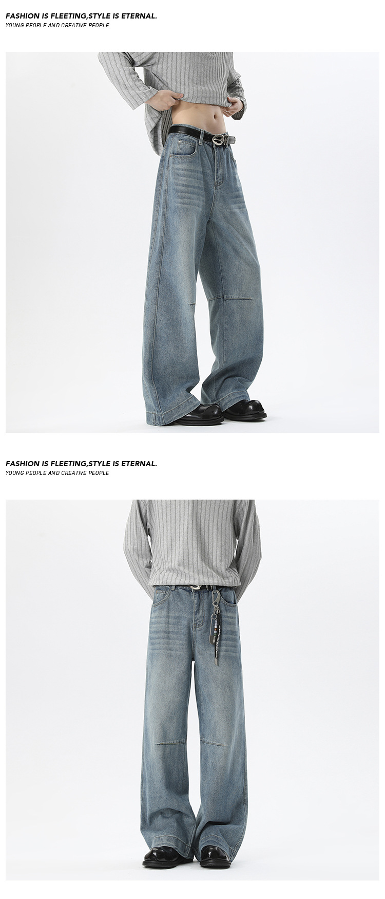 Herren Jeans Im American Style Gerader Schnitt Gewaschene Hose_voghion.com