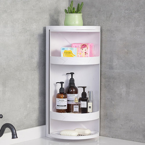 Bathroom rotating triangle storage rack bathroom rotating organizer rack kitchen seasoning dustproof storage cabinet corner rack