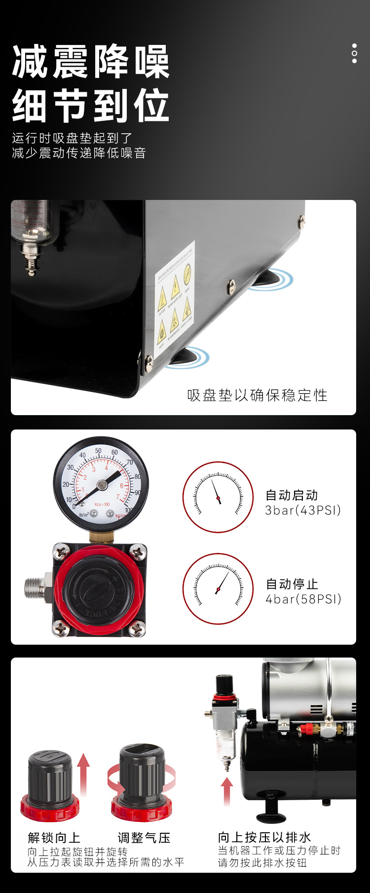 Export Supply of Air Compressors, Easy-To-Operate As-186A Fengda Oil-Free Low-Noise Air Compressor