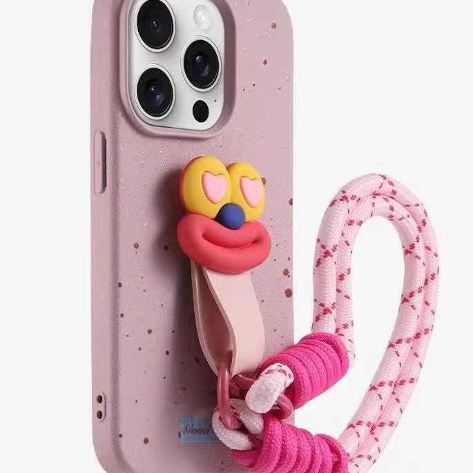 Cuerda de hebilla de anillo de boca de salchicha divertida para iPhone 16promax funda para teléfono móvil 14 Apple 15 femenino 13 suave 16