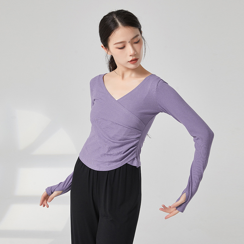 Modern Dance Body Dance Practice Suit Classical Dance Spring and Autumn Long-sleeved Finger Dancing Suit Art Test Dancing Top Women