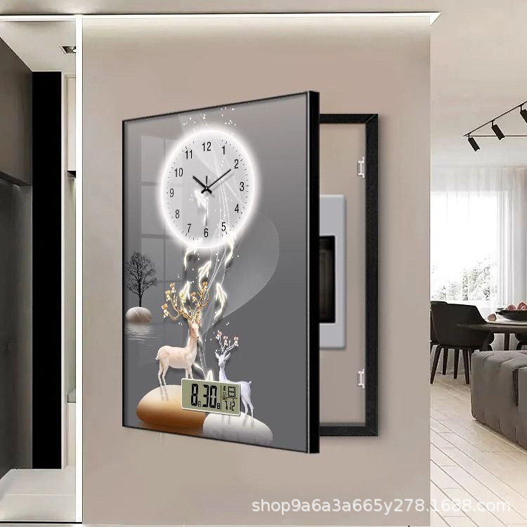 Light Luxury Electric Watch Box Decorative Painting with Clock Perpetual Calendar Temperature New Style Shielding Switch Box Fire Hydrant Cyber Celebrity Elk Light Luxury Electric Watch Box Decorative Painting with Clock Perpetual Calendar Temperature New Style Shielding Switch Box Fire Hydrant Cyber Celebrity Elk