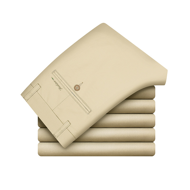 Pantalones casuales elásticos de mediana edad para hombres Tencel drapeado suave antiarrugas pantalones de oficina de calidad pantalones largos rectos de negocios