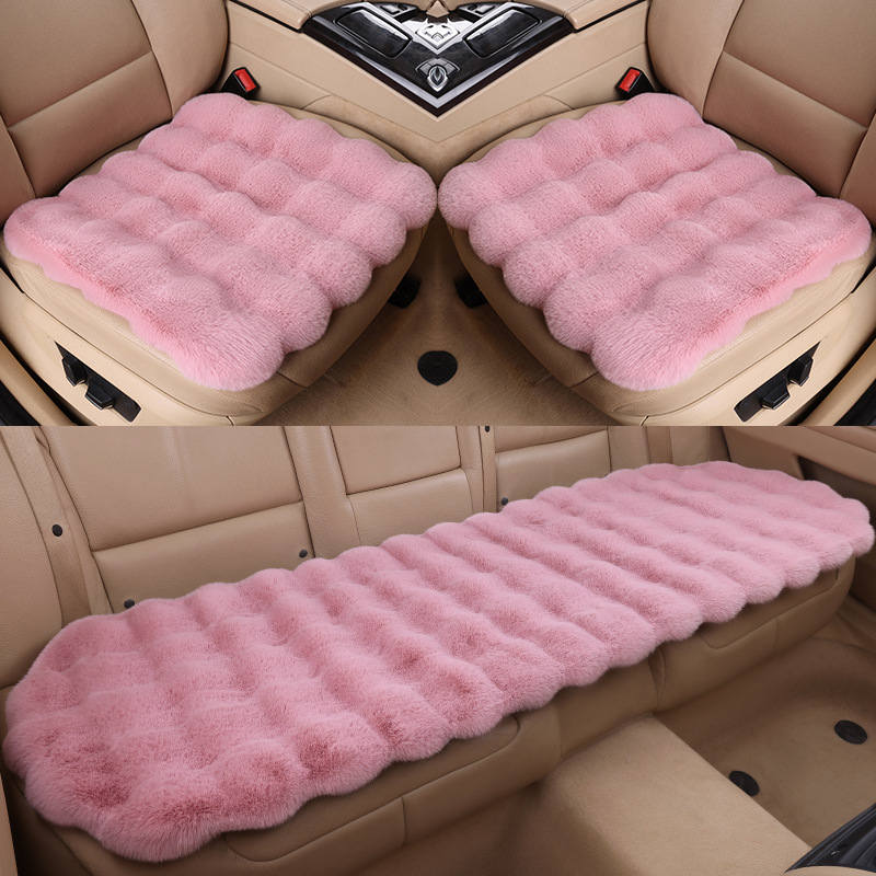 冬用の厚みのあるバブルぬいぐるみカーシートクッション、暖かく滑りにくく糸くずの出ない一体型シングルスクエアクッションシートクッションシートカバー|undefined