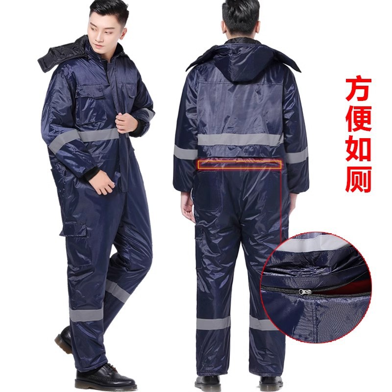 Ropa de refrigeración unida con sombrero impermeable tripulación ropa de algodón de trabajo ropa de algodón caliente chaqueta de algodón de invierno para hombres image 10