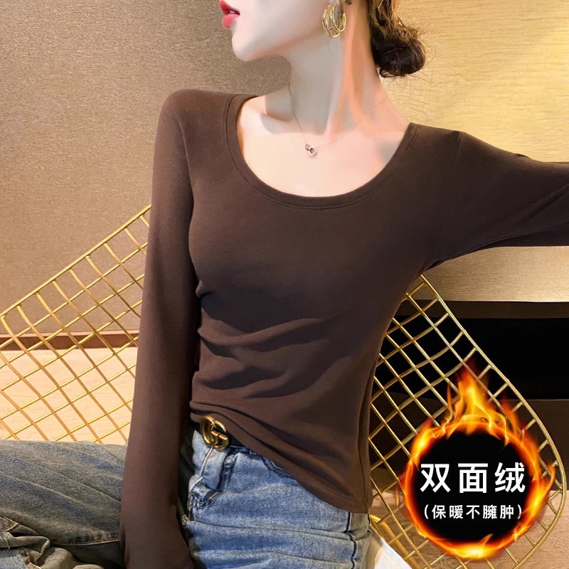 브라운[모달긴팔싱글라운드넥]