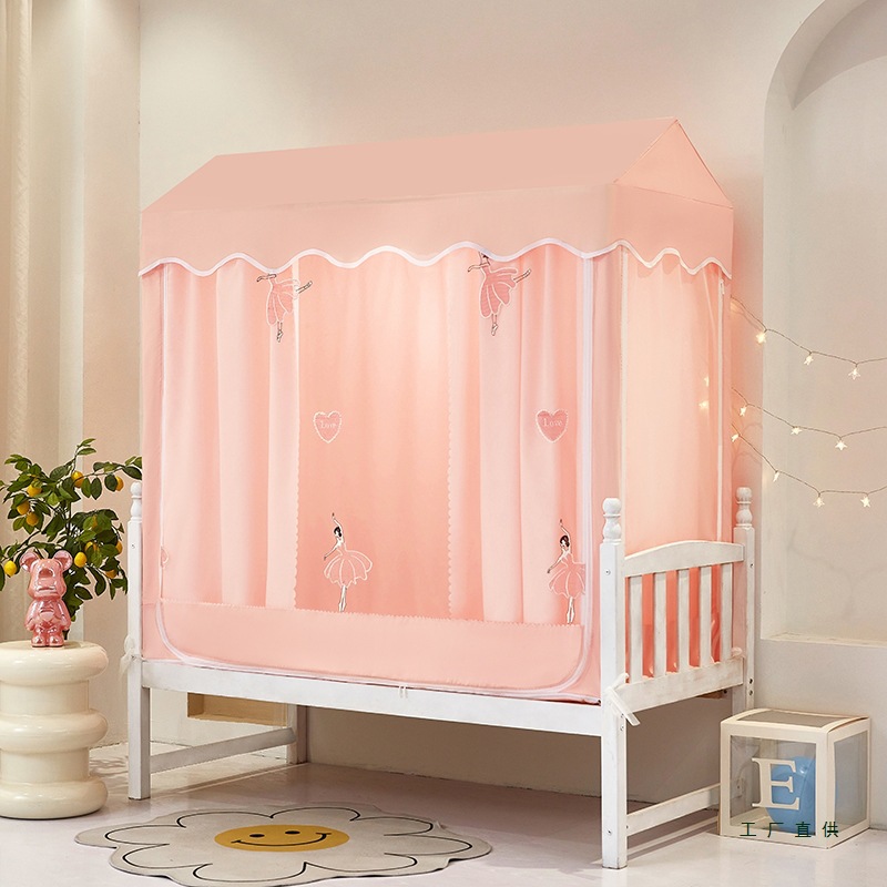New Children's Bed Anti-Fall Mosquito Net for Home Use, Baby Anti-Fall Bed Mongolian Yurt Full-Bottom Spliced Bed Mosquito Net with Three Doors