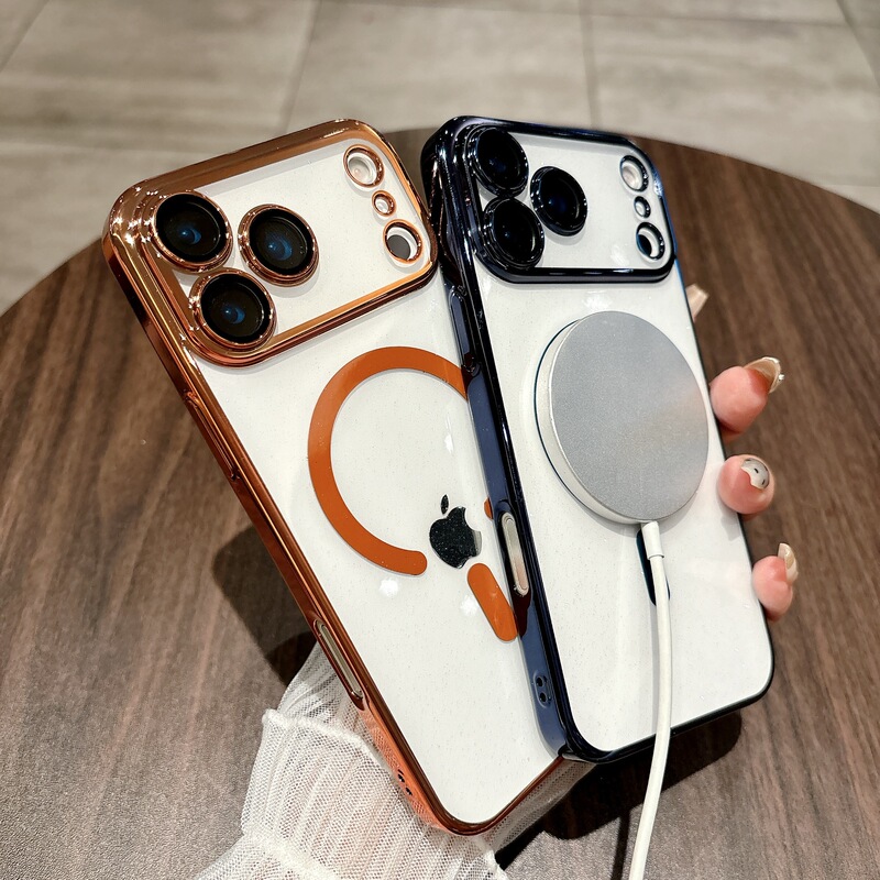 闪粉磁吸适用iPhone17ProMax手机壳苹果16PM电镀透明全包15保护套|undefined