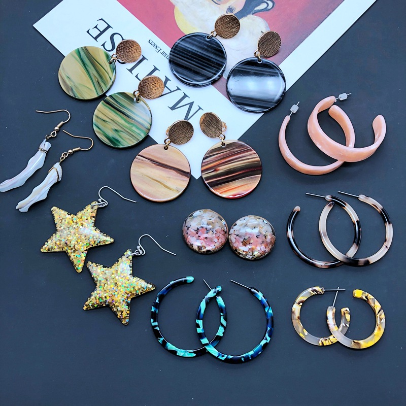 Fashion Geometric Shell Star Resin Earrings display picture 1