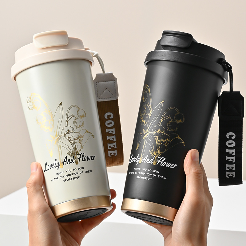 Taza de café de acero inoxidable 316 taza de cerámica de alta belleza ins taza de automóvil portátil de niñas al por mayor