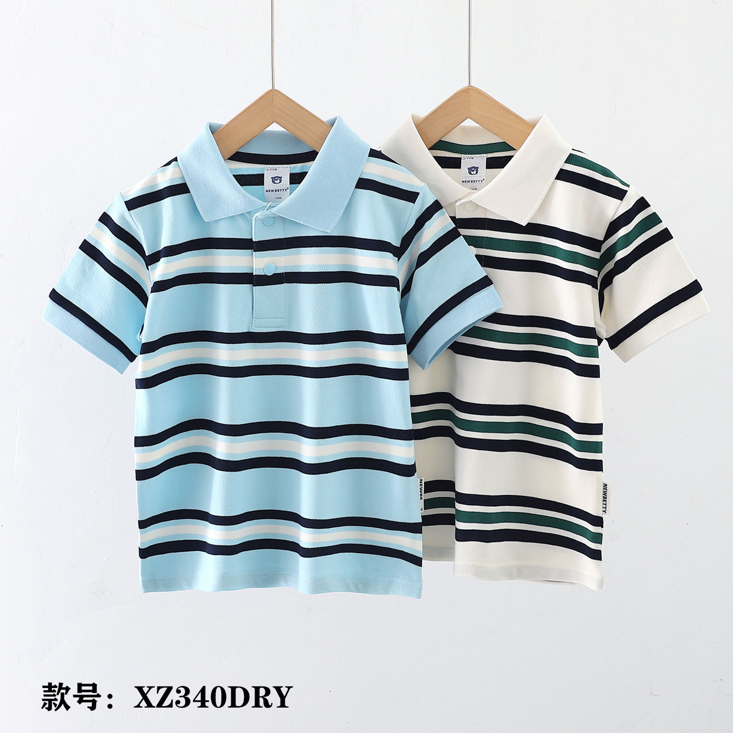 Children's summer short-sleeved color-blocked preppy style Korean striped polo shirt