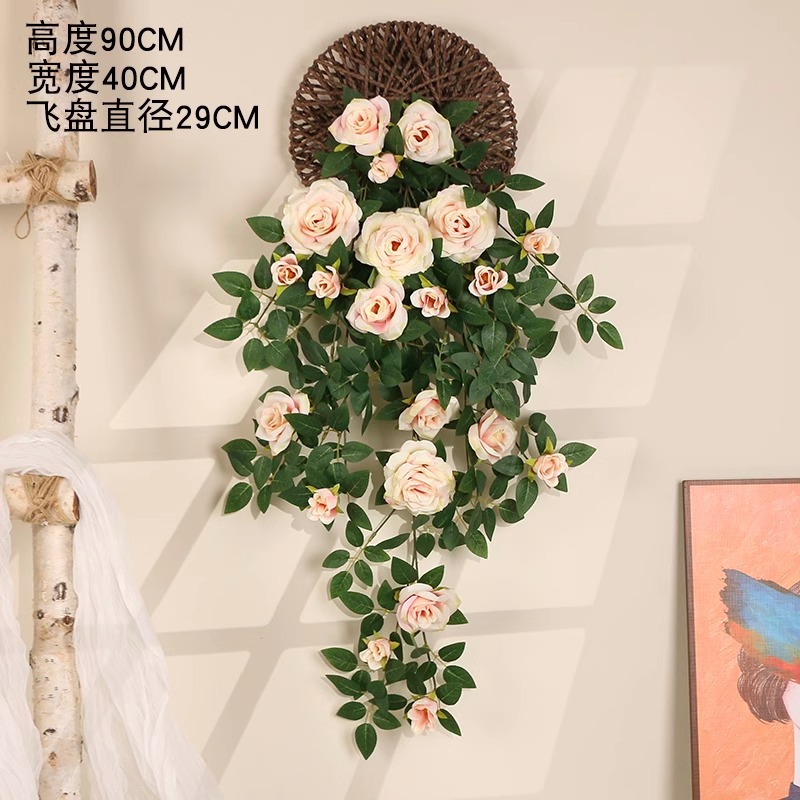 Simulación transfronteriza rosa colgada en la pared de plástico artificial de flores藤 acondicionado de aire acondicionado de pared de hogar orquídea colgante de orquídea decorada planta de藤