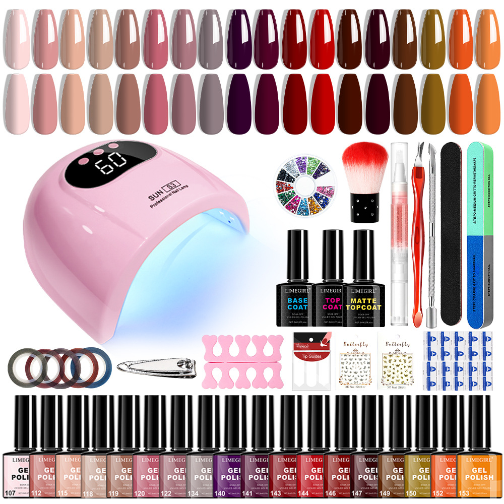 Gel de esmalte de uñas transfronterizo Lámpara de uñas Tienda de uñas Juego completo de herramientas para principiantes y principiantes Gel de esmalte de uñas para el hogar profesional