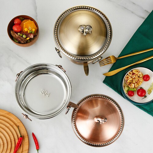 Stainless steel first-class hot pot with small fire, golden lion head single-person alcohol stove, self-service one-person-one-pot 304 hot pot stove