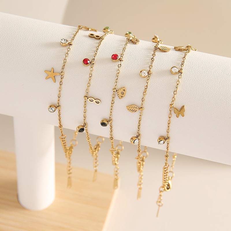 Cross-Border Titanium Steel Bracelet Star Butterfly Eye Leaves Simple Fashion Versatile High-End Stainless Steel Jewelry for Women