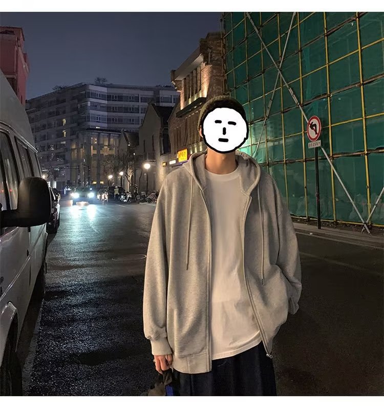 회색 지퍼 코트