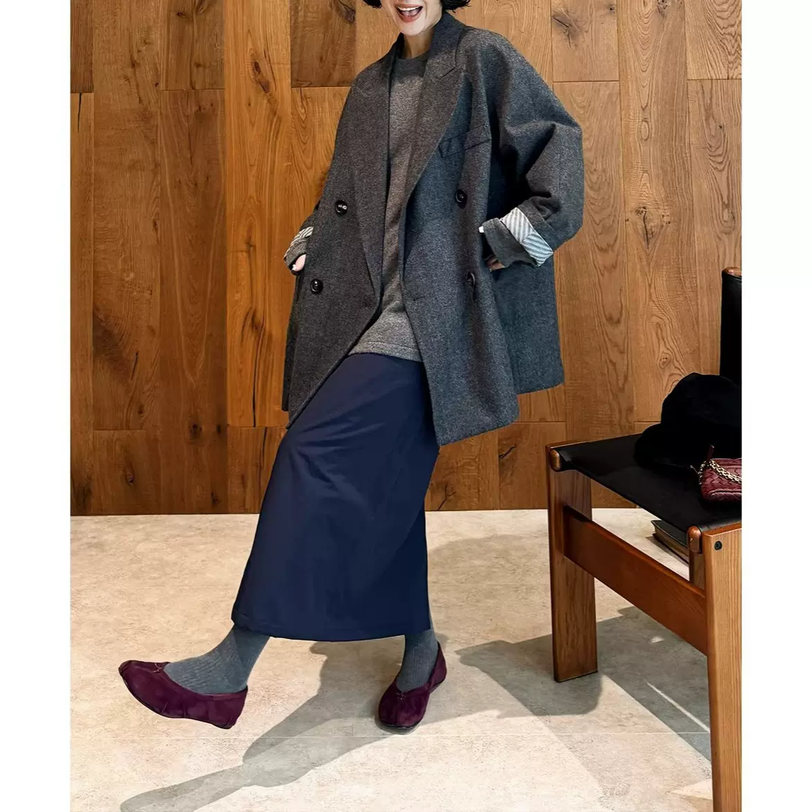 预售秋冬设计感西装外套女冬新款宽松休闲灰色毛呢西服