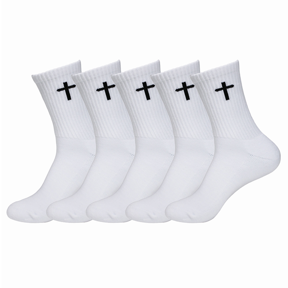 Cross-Border Cross-Shaped Football Sports Socks, Running Socks, Thickened Towel Bottom Mid-Calf Yoga Socks, Tennis Socks, Basketball Socks