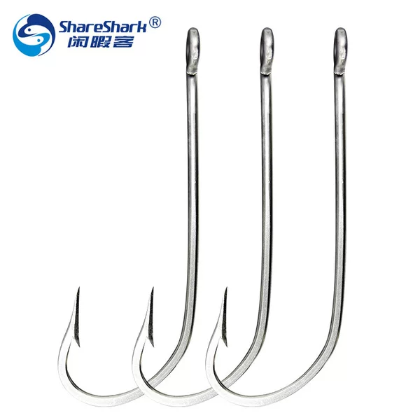 34007 Stainless Steel Seahorse Hook Tube with Long Handle Straight Handle Hook Sea Fishing Barbed Fish Hook Bass Hook Black Fish Hook