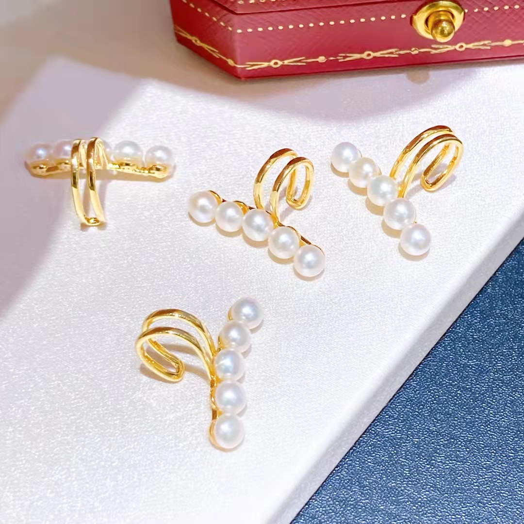 9g Weight 1 Piece Freshwater Pearl White Pearl Ear Cuffs Geometric