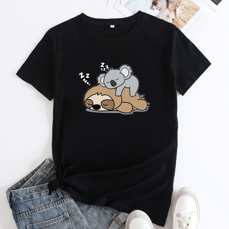 Spot Außenhandel Großhandel Kurzarm T-Shirt grenz überschreitende Damen bekleidung Amazon Wish Lazy Friends Print Hot Sale Damen bekleidung
