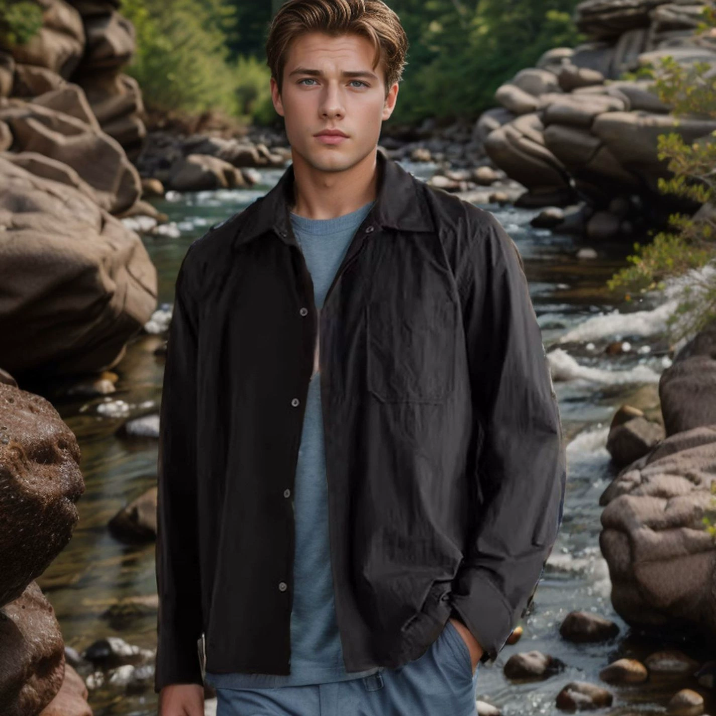 2024 весна и осень новый стиль внешней торговли трансграничный ретро повседневный сюртук стиль куртка сплошной цвет куртка мужская ветровка