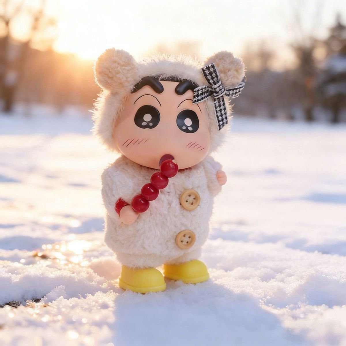 Sweater Snow Boots Crayon Shin-Chan Figurine Candied Hawthorn Blind Box Cute Home Decor Car Toy Trendy Doll Gift