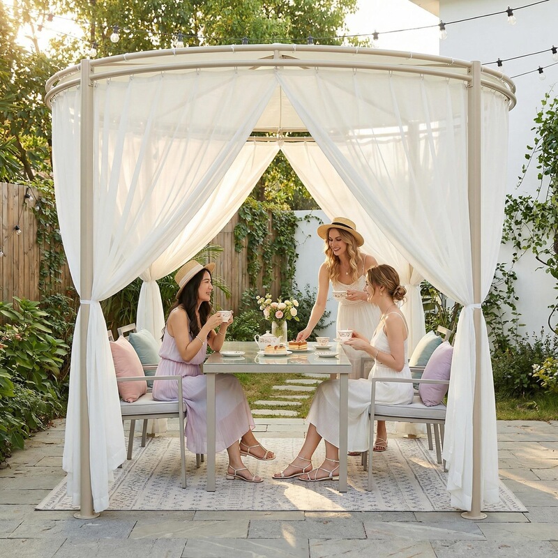 Outdoor Circular Sunshade Canopy Garden Courtyard Sun Protection Landscaping Gazebo Villa Swan Canopy Yard Campsite Homestay Tent