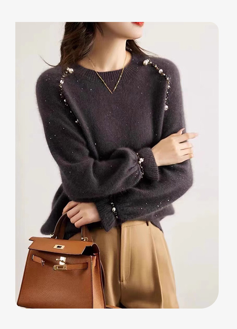 GraceChic GraceChic GraceChic Damenmode-Station 25 Neue europäische Waren Trendy Design Perlenbesetztes Strickoberteil Pullover Basishemd für Damen Herbst_voghion.com