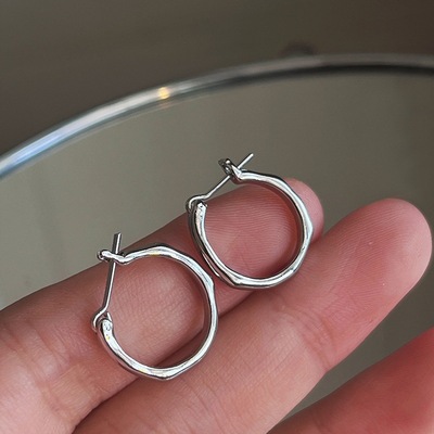 Simplicity Irregular Liquid state curve Backing 2022 A small minority design Sterling Silver Hoop temperament Sleep