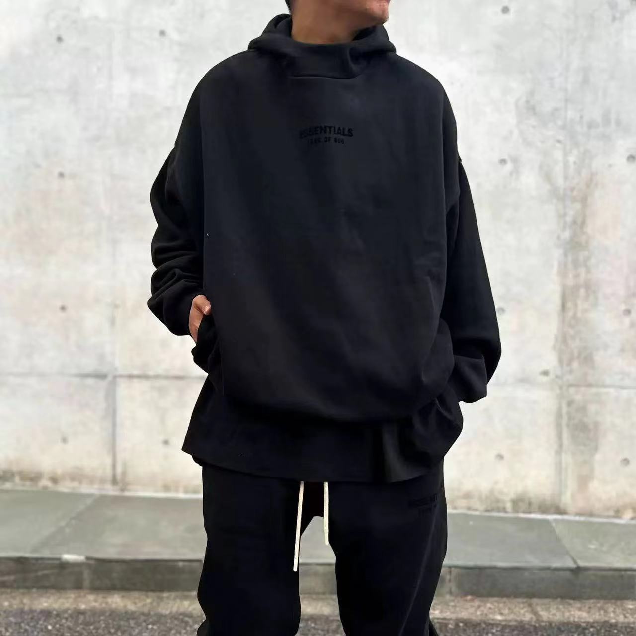 FOG multi-line ESSENTIALS HHH Marca de moda americana High Street Casual Suelto Forro polar Otoño e Invierno Sudadera con capucha para hombres