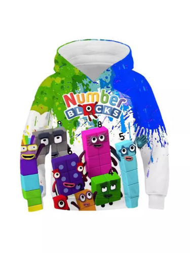 International Trade Cartoon 3D Digital Printing NUMBER BLOCKS Hooded Sweatshirt for Kids (Unisex)