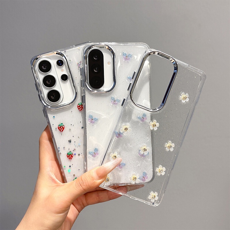 Suitable for Samsung S25 Butterfly Strawberry Flower Phone Case S26Ultra Flower A54 Butterfly A07 Strawberry S24 Female