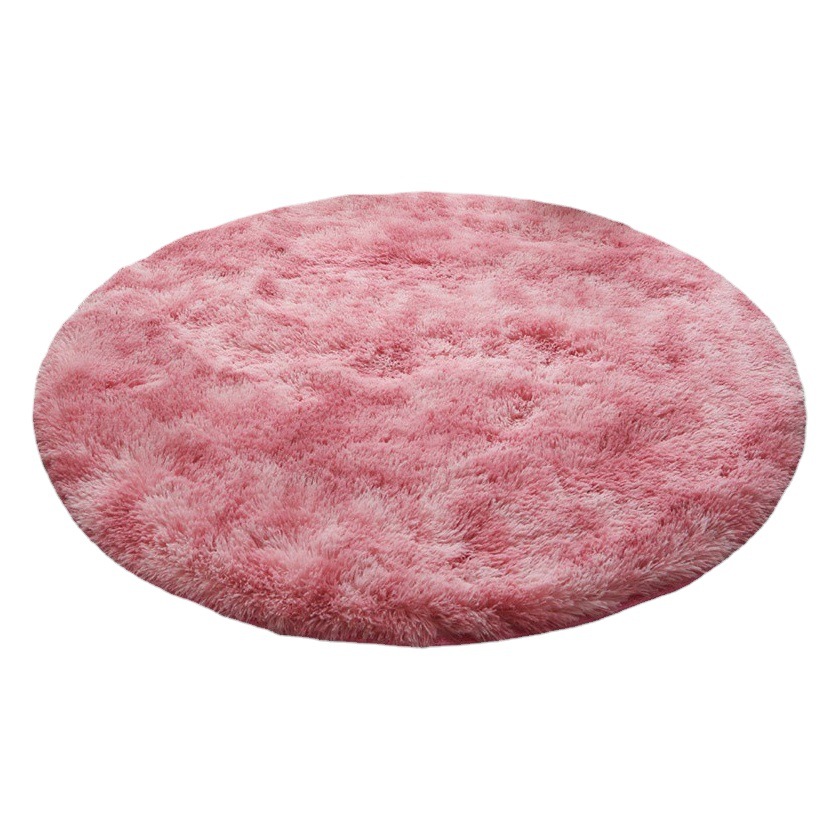 Alfombra redonda de felpa de pelo largo de lana de seda teñido anudado tapete de piso tapete de tienda para niños tapete de canasta colgante tapete de silla de mimbre