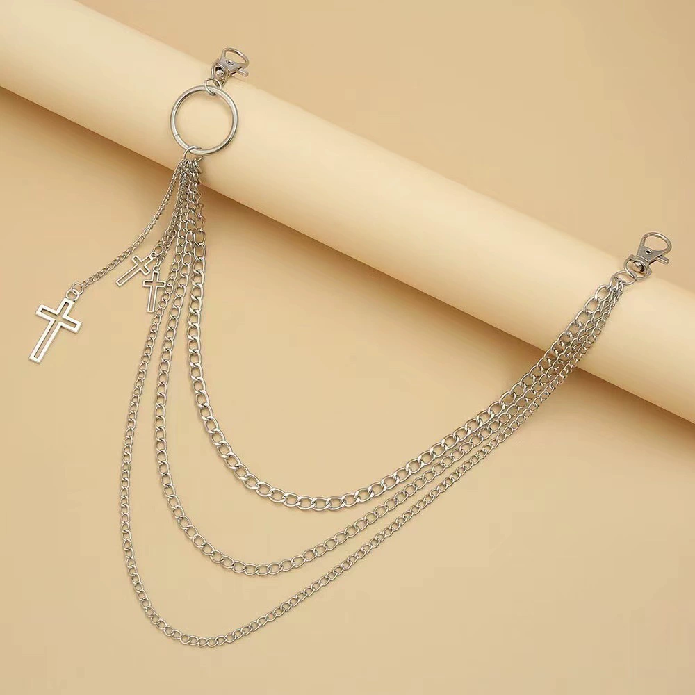 ЮжнаяKорея INS Harajuku персонализированный Street Biddi Cross - брючная цепь Wild Double Lims Chain Мужчины и Женщины одинаковые