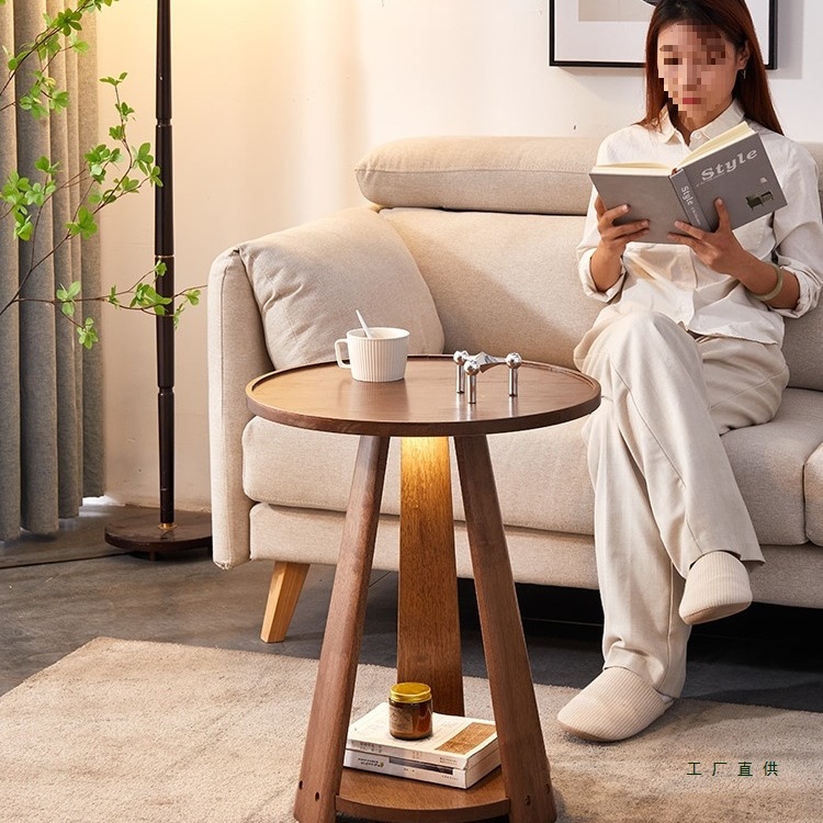 Light Luxury Solid Wood Coffee Table Side Table Sofa Small Coffee Table Mini Storage Small Round Table Living Room Home Bedroom Bedside Coffee Table