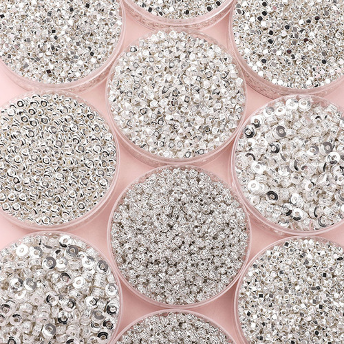 25 alloy silver scattered beads series wheel beads square beads separator beads handmade DIY accessories semi-finished bracelet materials