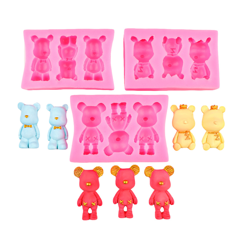 Pajarita de oso de dibujos animados epoxi molde de silicona galleta molde de fondant de chocolate herramienta de molde de yeso hecho a mano de bricolaje