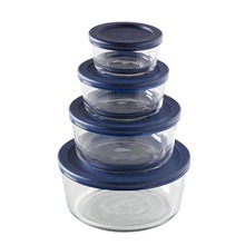 Tazón de vidrio de borosilicato alto resistente al calor, tazón de vidrio para microondas con tapa de PP, contenedor sellado para almacenamiento y conservación.