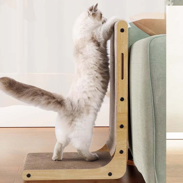 L-shaped cat agarre tablero resistente al desgaste vertical sin desechos juguetes para gatos nido para gatos una garra de molienda de papel corrugado extra grande