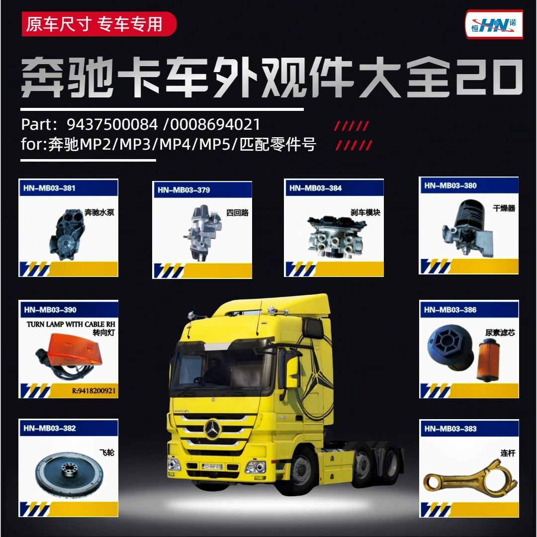 Para piezas de camión Mercedes-Benz Mantenimiento de cubiertas de puertas MP3 Panel de acabado de puertas Bracket de luces diurnas Deflector Scooter Piezas