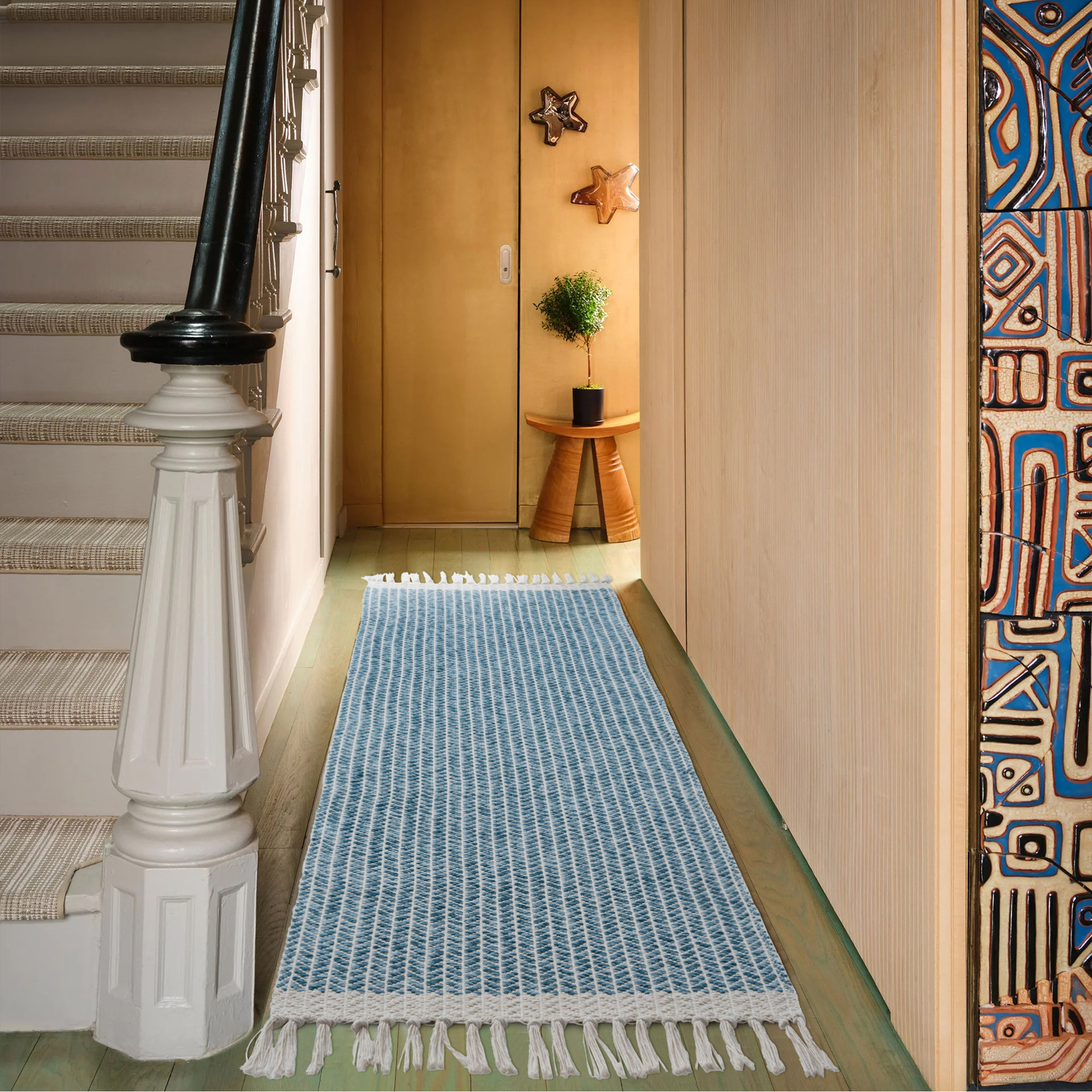 Comercio exterior transfronterizo alfombra de algodón trenzada moderna simple alfombra de cama doméstica alfombra retro lavable a máquina