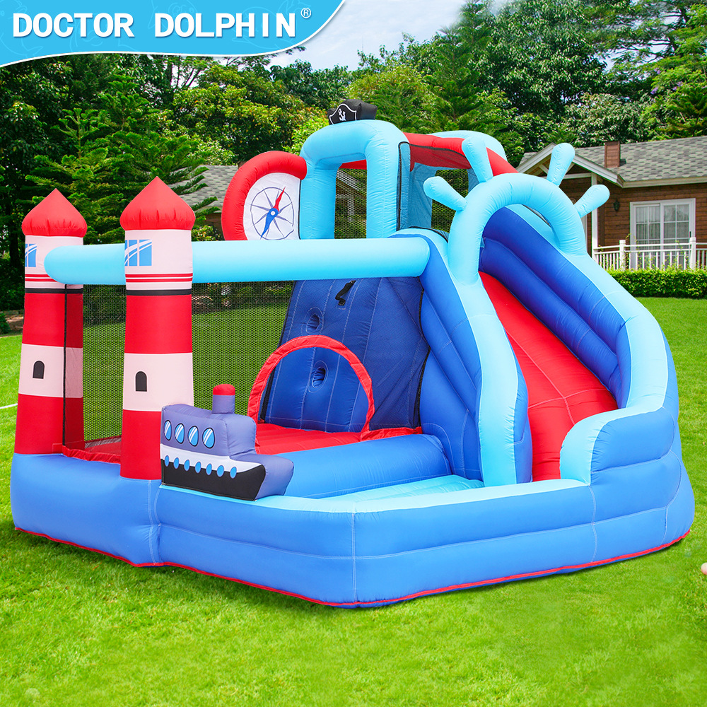 Doctor Delfín | Castillo inflable pequeño para uso doméstico, estilo faro, castillo inflable para niños, castillo de juegos familiar, castillo inflable.