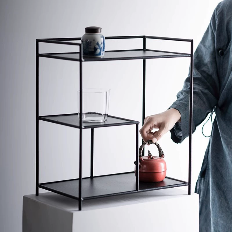 Новый китайский чайный сервиз, стеллаж для хранения, стеллаж для чая, железный стеллаж, шкаф для чайного сервиза, стеллаж для хранения в стиле дзен, чайная комната