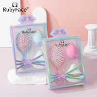 RUBYFACE в наличии инструмент для макияжа комбинированный костюм расческа Красота Макияж яйцо на воздушной подушке пуховка Подарочная коробка Упаковка трансграничная