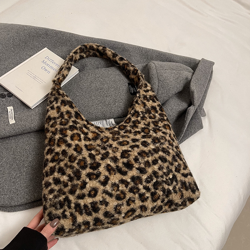 Bolsa de lana de gran capacidad para mujeres 2024 nuevo otoño e invierno casual bolso de hombro estriado multifuncional bolsa de viaje de clase