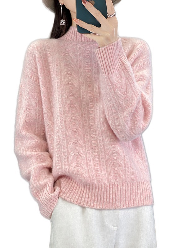 Women's half turtleneck thickened woolen sweater autumn and winter new skin-friendly warm cashmere knitted sweater fashionable all-matching bottoming shirt