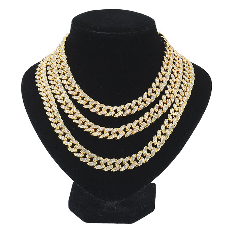 Collar estilo disco europeo y americano, cadena cubana punk con diamantes, collar grande con diamantes dorados para hombres y mujeres, colgante de moda urbana hip-hop. image 1